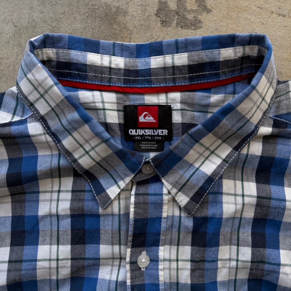 Vintage y2k Quiksilver Blue Plaid Long Sleeve Button Down Shirt Size XXL